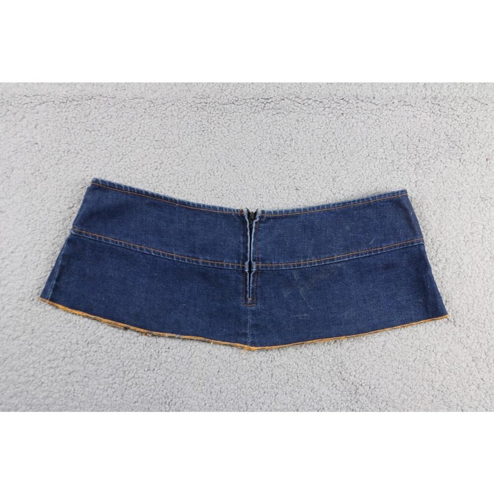 Vintage Serious La Skirt L Blue Denim Micro Mini Big Buckle 6" Grunge Y2K USA - Picture 2 of 7